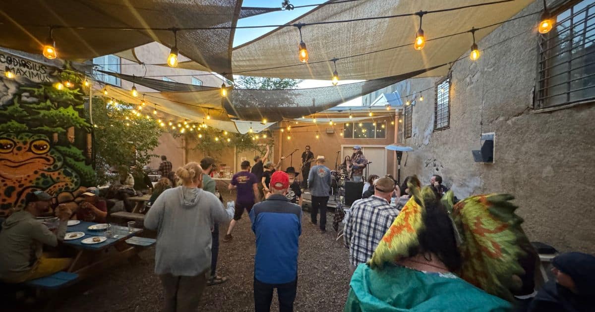 Friday Night Fiesta (carol And Some Pieces Of Her Pie Are Visible On The Table On The Left Where She's Shared It With Others) While The Band Plays
