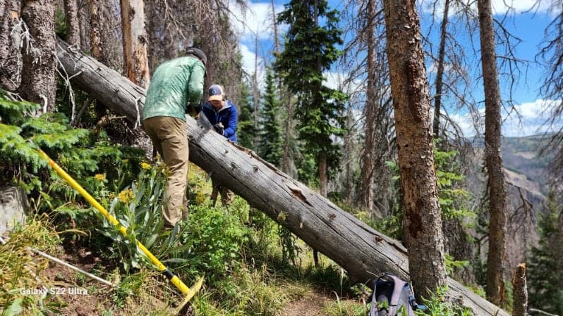 Trail work with adopters Jeff Owsleys section