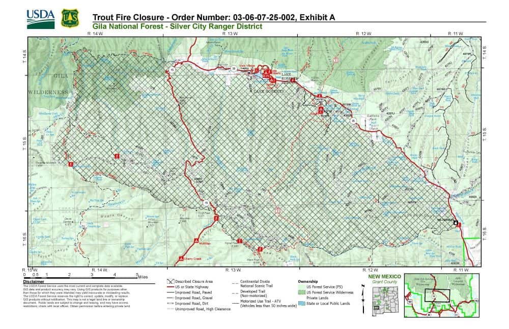 Trout Fire Closure Map